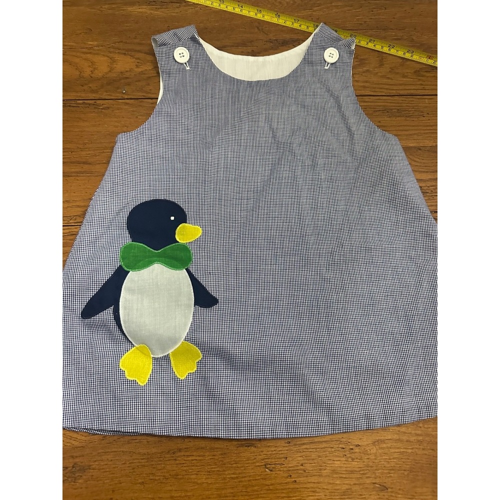 toddler handmade lined dress with‎ appliqued penguin u